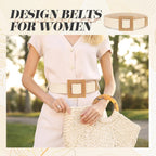 Syhood 3 Pieces Straw Woven Elastic Waist Belt for Women Bohemian Dress Braided Belt