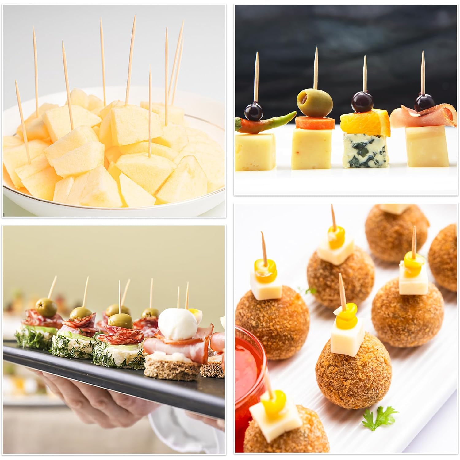 Damuzhi 1000 Count Bamboo Toothpicks Barbecue, Fruits And Teeth Cleaning - Round Double-Pointed Wooden Toothpicks, For Appetizers,Olives