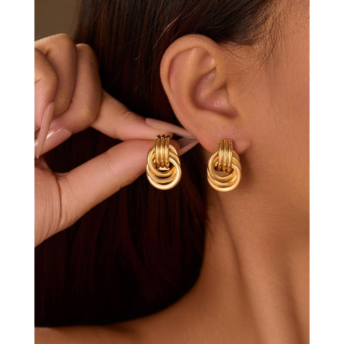 14K Gold Plated Knot Earrings for Women Gold Silver Earrings Heart Link Drop Dangle Earring Chunky Golden Knotted Statement Jewelry
