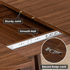 Dumos Extendable Round Dining Table For 4-8, Kitchen Table Storage Shelf | Extendable Oval Wood Pedestal Base, Space Saving Modern Style For 4-8, Brown