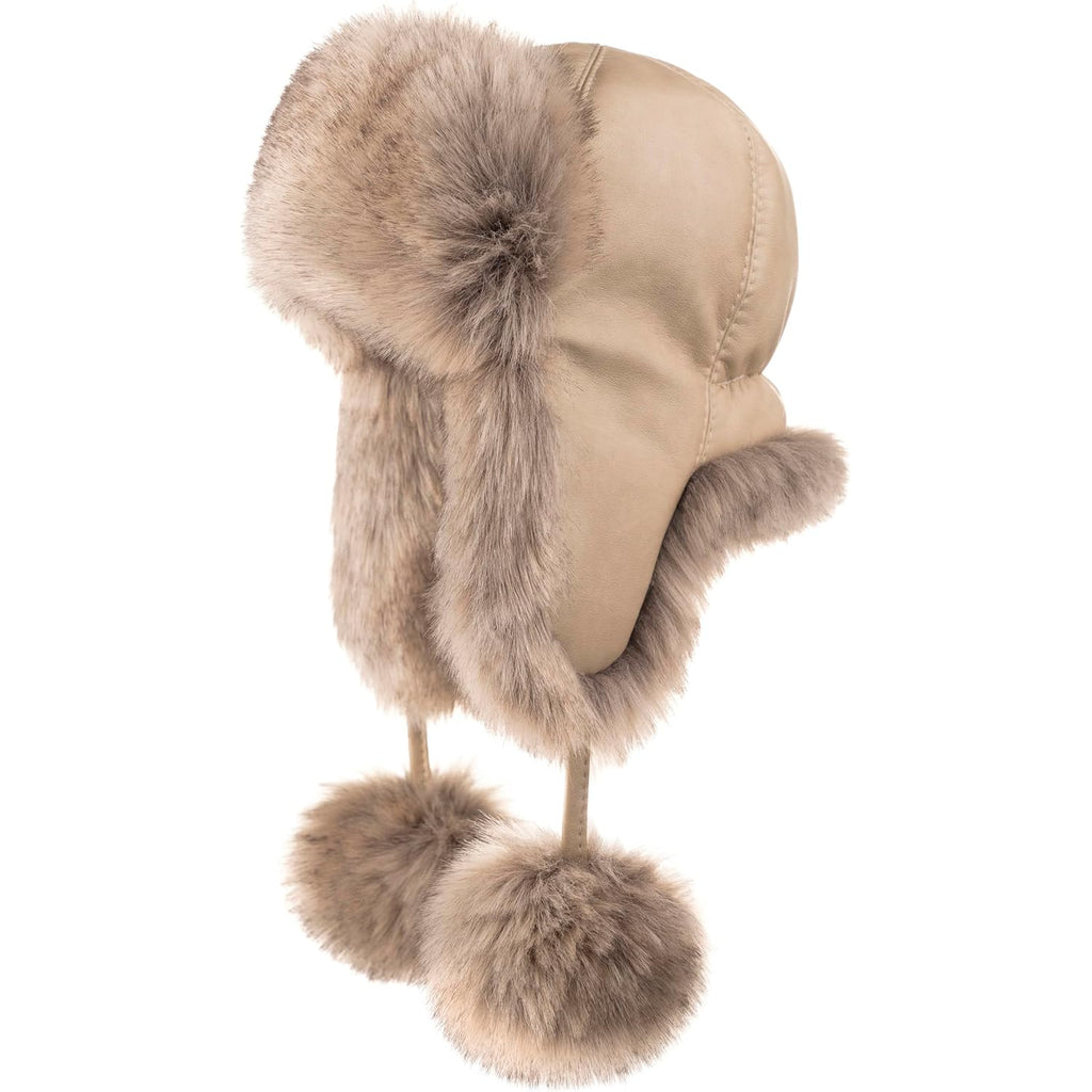 Futrzane Aviator Hat - Winter Trapper Hats for Women - Warm Russian Bomber Hat