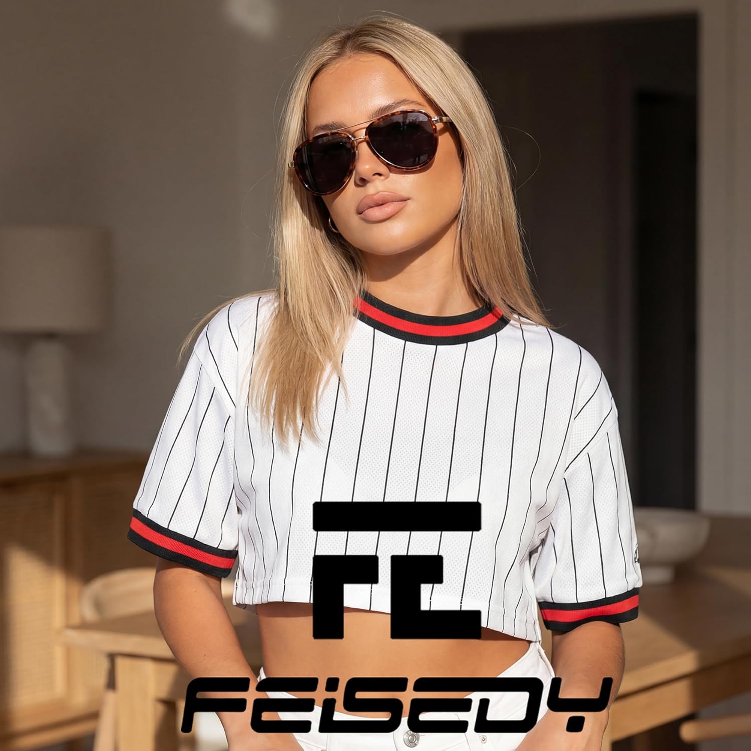 FEISEDY Retro Polarized Aviator Sunglasses for Women Men Vintage Square Sunglass With Classic Style B0259