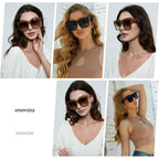 ANDWOOD Oversized Sunglasses for Women Big Large Square Wide Frame Shades Retro Trendy Fashion UV Protection