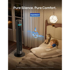 Dreo Smart Tower Fan For Indoor & Outdoor Use, 33 Ft/S High Velocity, 20 Db | 12 Speeds, 4 Modes, 150° Customizable Oscillating Floor Fan, Standing Fan For Bedroom, Weather Resistant, Dc Motor, Grey