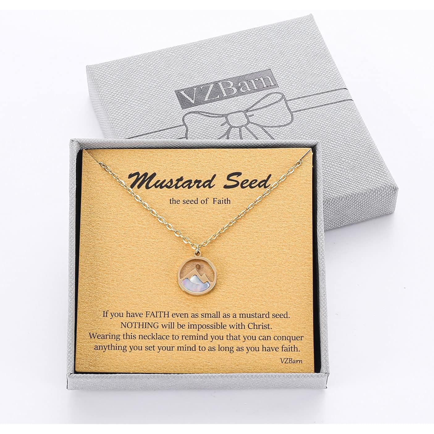 VZBarn Dainty Gold Plated Stainless Steel Faith Necklace for Women Tiny Move Mountains Charm Choker Christian Jewelry Gift