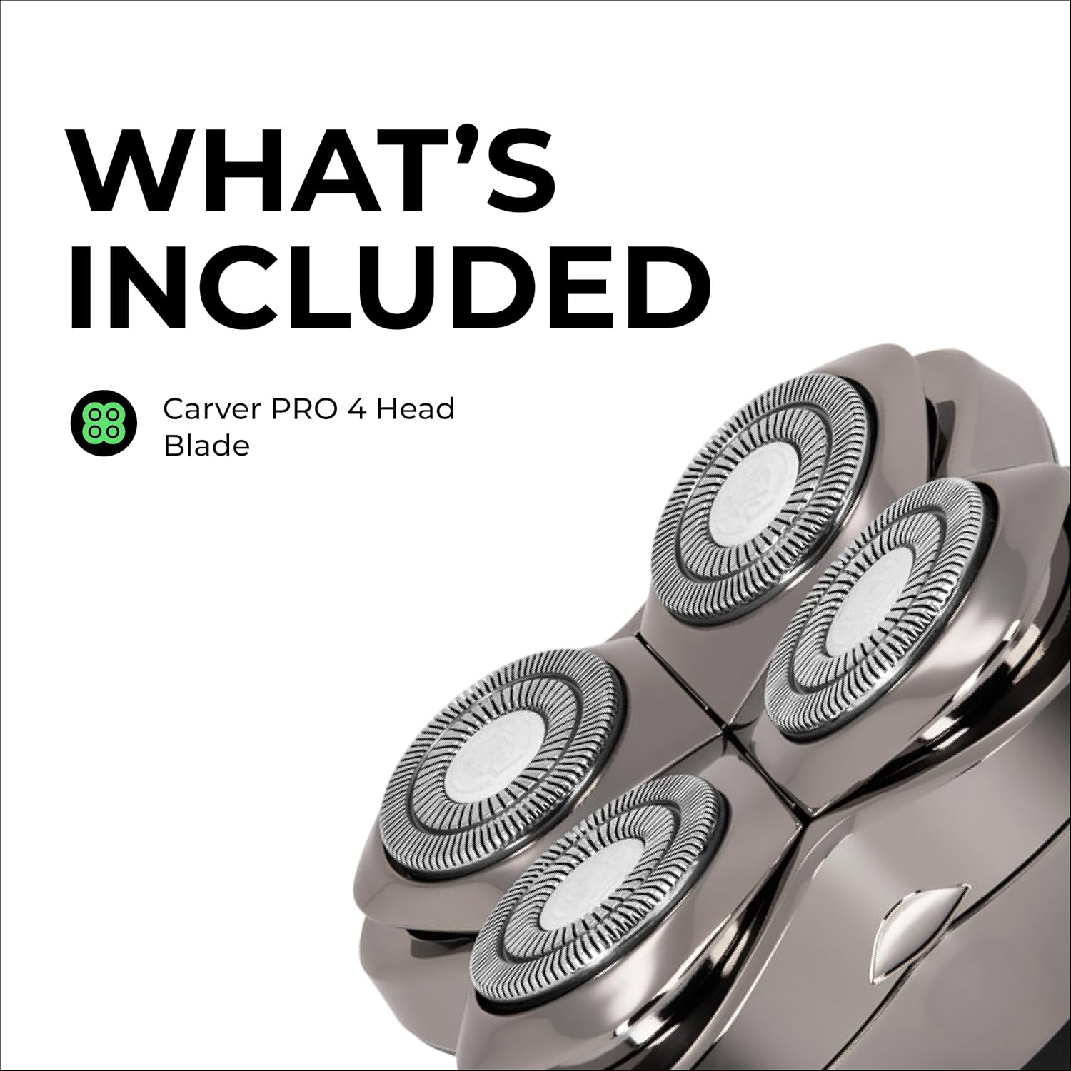 Skull Shaver Carver PRO 4 Head Replacement Blade - Shaver Blade for Wet & Dry Shaving - Rotary Heads Design - Japanese Stainless Steel - Compatible with Pitbull, Palm & Butterfly Kiss Shavers