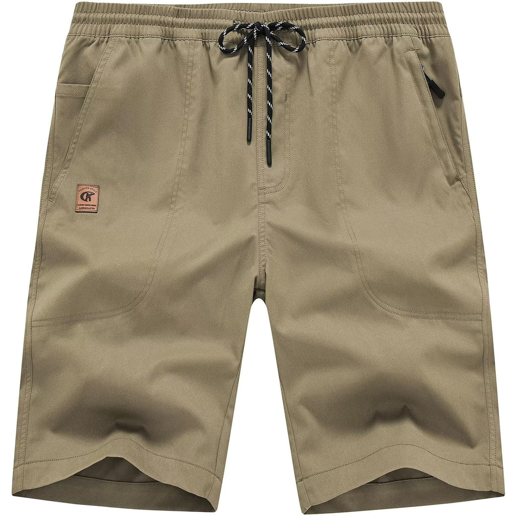 Qpngrp Men'S Stretch Waist Casual Shorts With 5 Pockets Include 1 Zipper Pocket