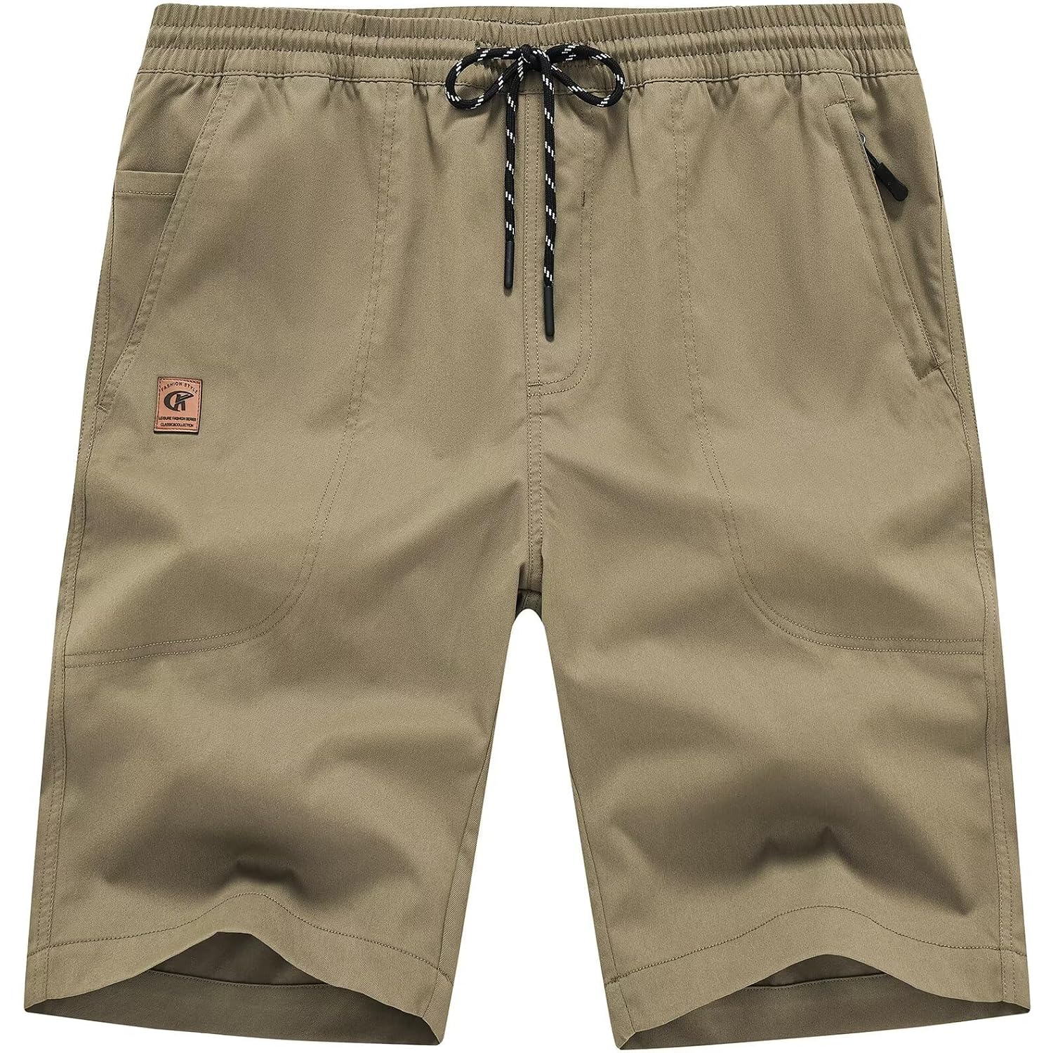 Qpngrp Men'S Stretch Waist Casual Shorts With 5 Pockets Include 1 Zipper Pocket
