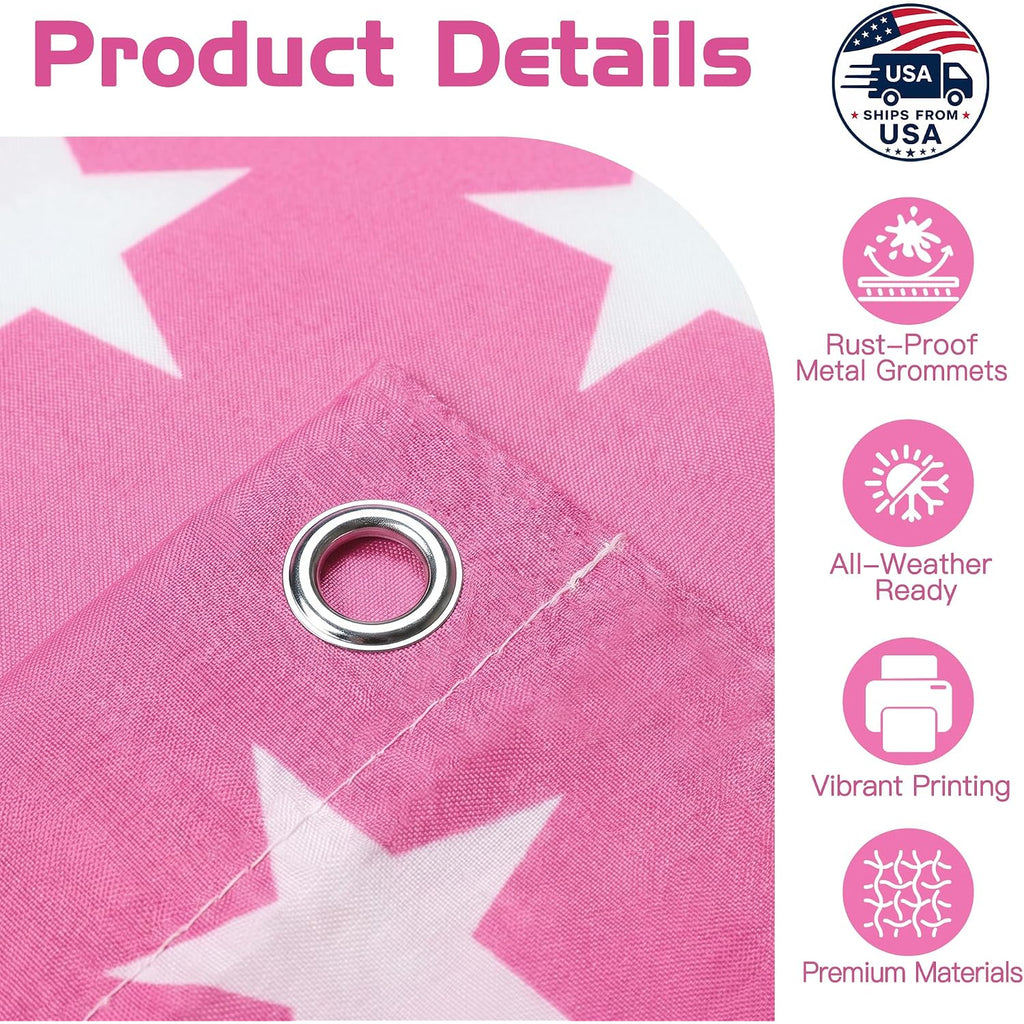 Custom Pink American Us Flag With Picture, Personalized Funny Flags With Face Image Logo Photo Text Single Sided Customized Flag Tapestry For Bedroom Dorm Room Decor Garden, 2X3 3X5 4X6 5X8 Ft