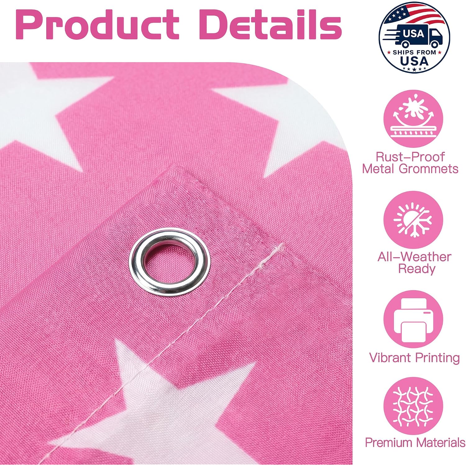Custom Pink American Us Flag With Picture, Personalized Funny Flags With Face Image Logo Photo Text Single Sided Customized Flag Tapestry For Bedroom Dorm Room Decor Garden, 2X3 3X5 4X6 5X8 Ft