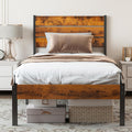 Sweetcrispy Twin Size Metal Platform Bed Frame - Mattress Foundation With Headboard And And Footboard, No Box Spring Needed With 700Lbs Sturdy Wooden Slats Support, Noise Free, Easy Assembly