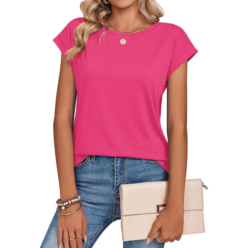 Zeagoo Womens Tops Summer Casual Cap Sleeve Tshirts Shirts Business Dressy Spring Fashion Outfits Trendy Clothes
