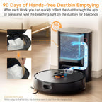 Robot Vacuum And Mop Combo, 90-Day Self-Emptying, 10,000 Pa Suction, With Dtof & Laser Navigation & Smart Mapping, Anti-Tangle, 160-Min Runtime, Ideal For Hard Floors, Pet Hair & Carpets