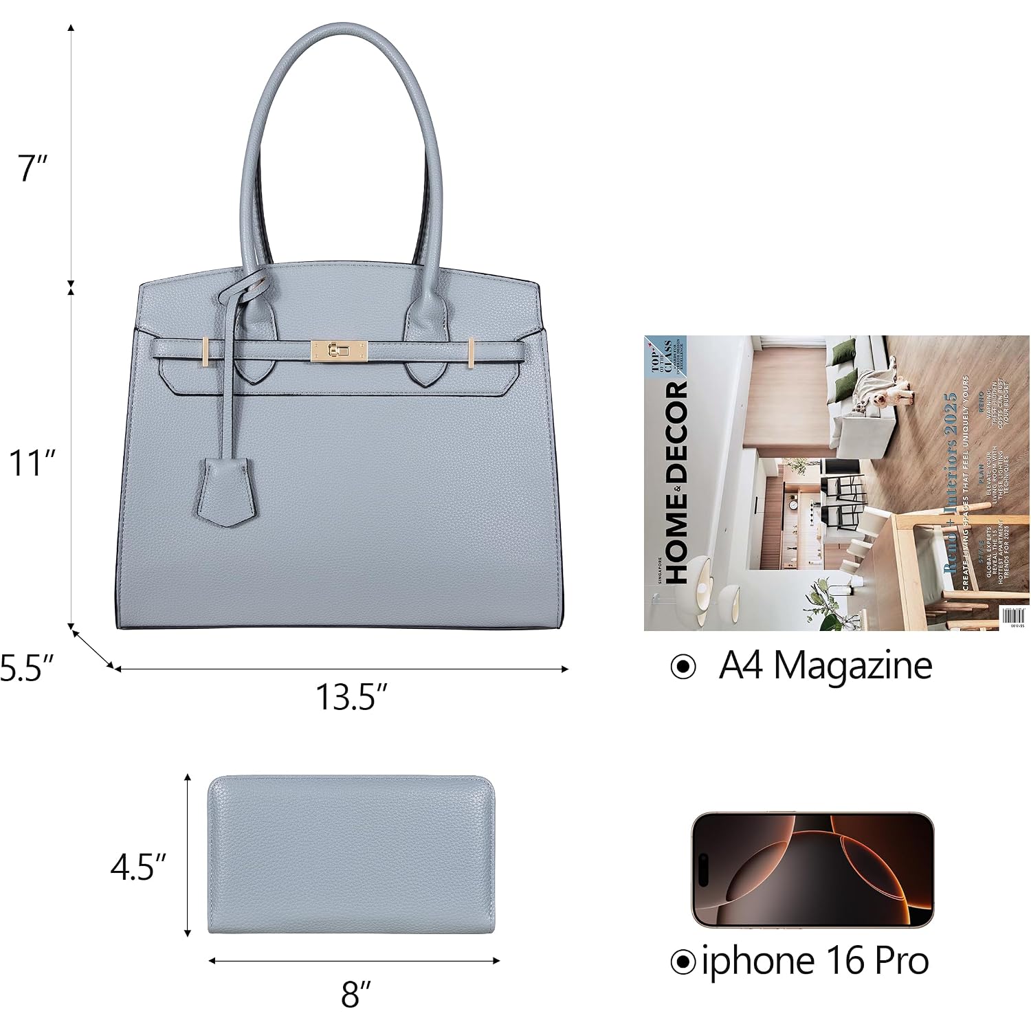 Top Handbags For Women, Adjustable Strap Work Satchel With Wallet