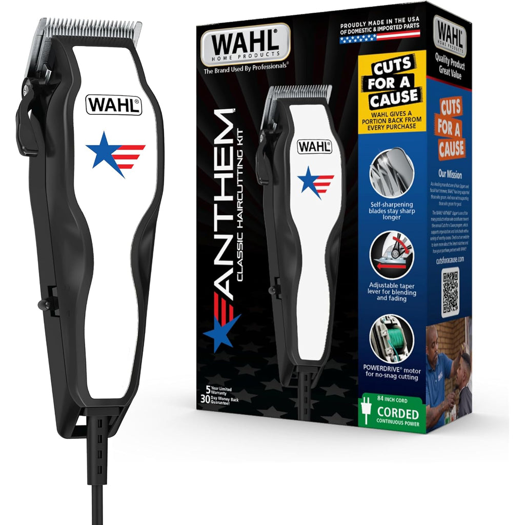 Wahl USA Anthem Classic Haircutting Kit – Corded Hair Clipper for Men with No-Snag Blades, Powerful POWERDRIVE Motor & Adjustable Fade Lever – Model 3029140