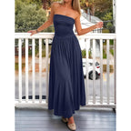 Zesica Women'S Summer Sleeveless Midi Dress 2026 Strapless Ruched A Line Flowy Wedding Guest Party Beach Long Dresses