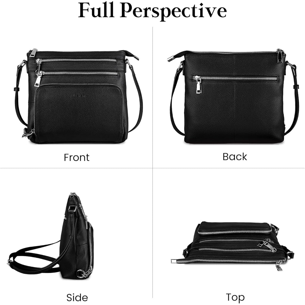 befen Genuine Leather Crossbody Bags for Women, Anti-Theft Shoulder Purse with Built in RFID Wallet for Travel