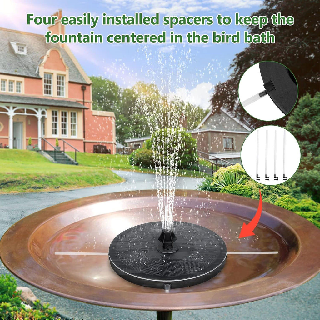 Mademax Upgraded Solar Fountain With 4 Easy Install Nozzle And Fixer, Solar Powered Fountain Pump For Bird Bath, Garden, Pond, Pool, Fish Tank, Outdoor