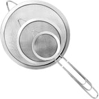 3Pcs Super Wire Extra Fine Mesh Strainer With Handle, Small Medium Large Size Sifter Metal Strainer Set, Stainless Steel Sieve Fine Mesh Strainers For Kitchen Rice Juice Quinoa Food Flour Baking Ylyl