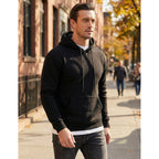 Jmierr Mens Fleece Lined Hoodie Pullover Drawstring Pocket Winter Warm | Cozy Fleece-Lined Pullover, Adjustable Drawstring Hood, Kangaroo Pocket, Regular Fit, 65/35 Poly-Cotton, Easy Wash