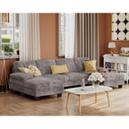 Furmax Sectional Couches For Living Room, U-Shaped Sofa Couch With Linen Fabric, 4 Seat Sofa Set With Double Chaise For Apartment (Chenille, Grey)