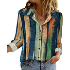 Blouse for Women Dressy Long Sleeve Button Down Shirts Business Casual Outfit Lightweight Solid/Printed Tops