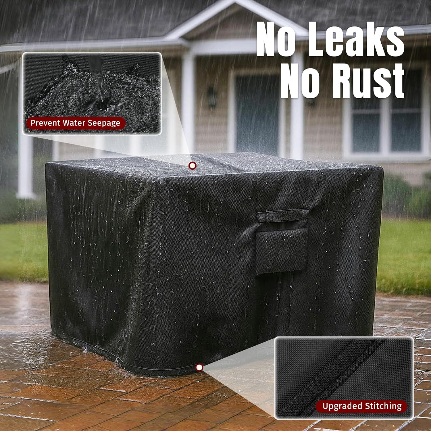 Shinestar Fire Pit Cover Square, Fits For 28-32 Inch Fire Pit Table, Gas Fire-600D Heavy Duty Fabric, Waterproof And Windproof, 32 X 32 X 24 Inches, Black