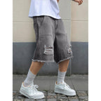 Mens Y2K Carpenter Baggy Jean Shorts, Ripped Jorts Wide Leg, Distressed Cargo Long Denim Shorts Loose Fit Streetwear Summer