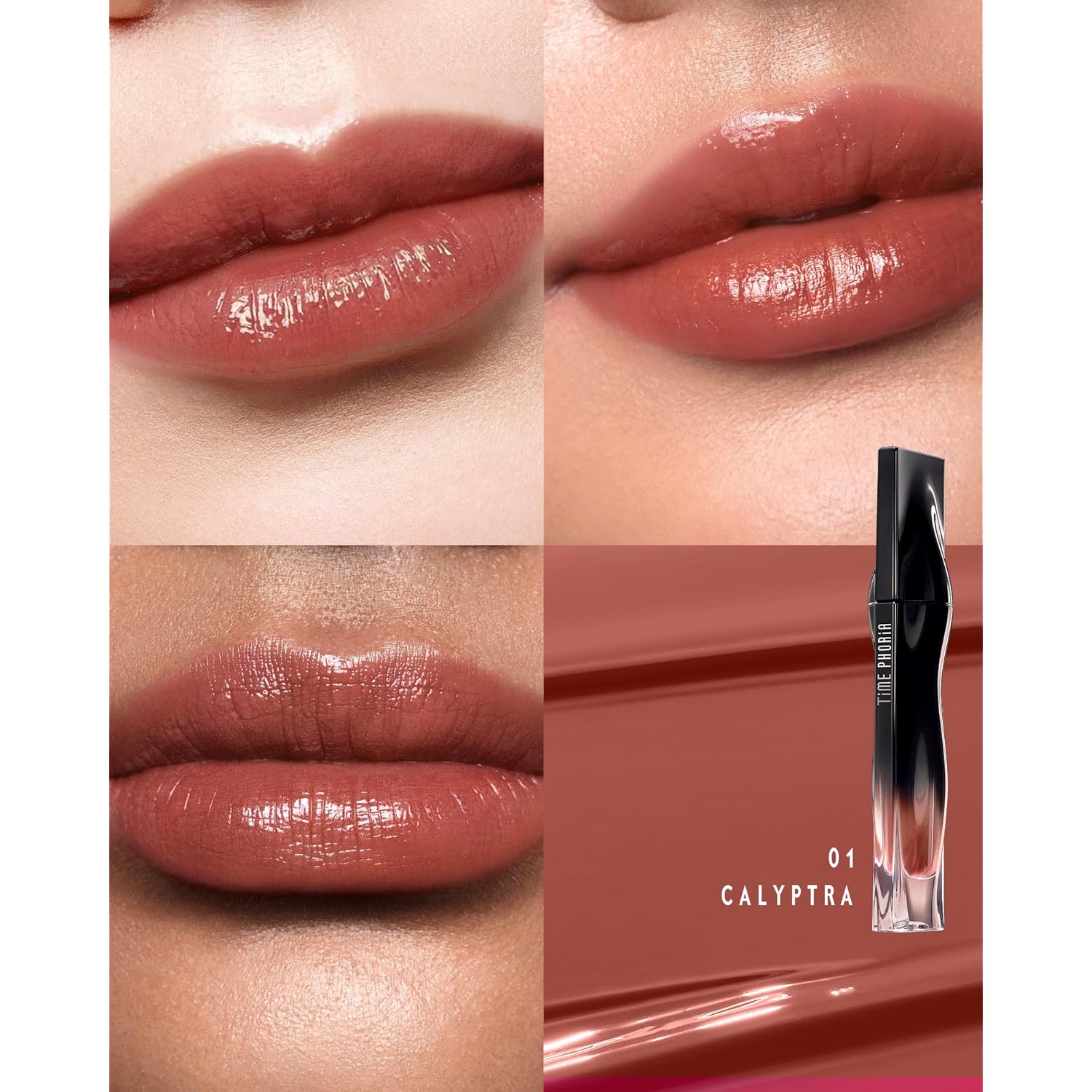 Stellar Dust Lip Stain 01 Calyptra, Transfer-Proof & Smudge-Proof Lip Gloss, Nude Brown Tinted Glossy Finish, High-Pigment Vibrant Color, Hydrating Lightweight Long-Lasting Lip Makeup