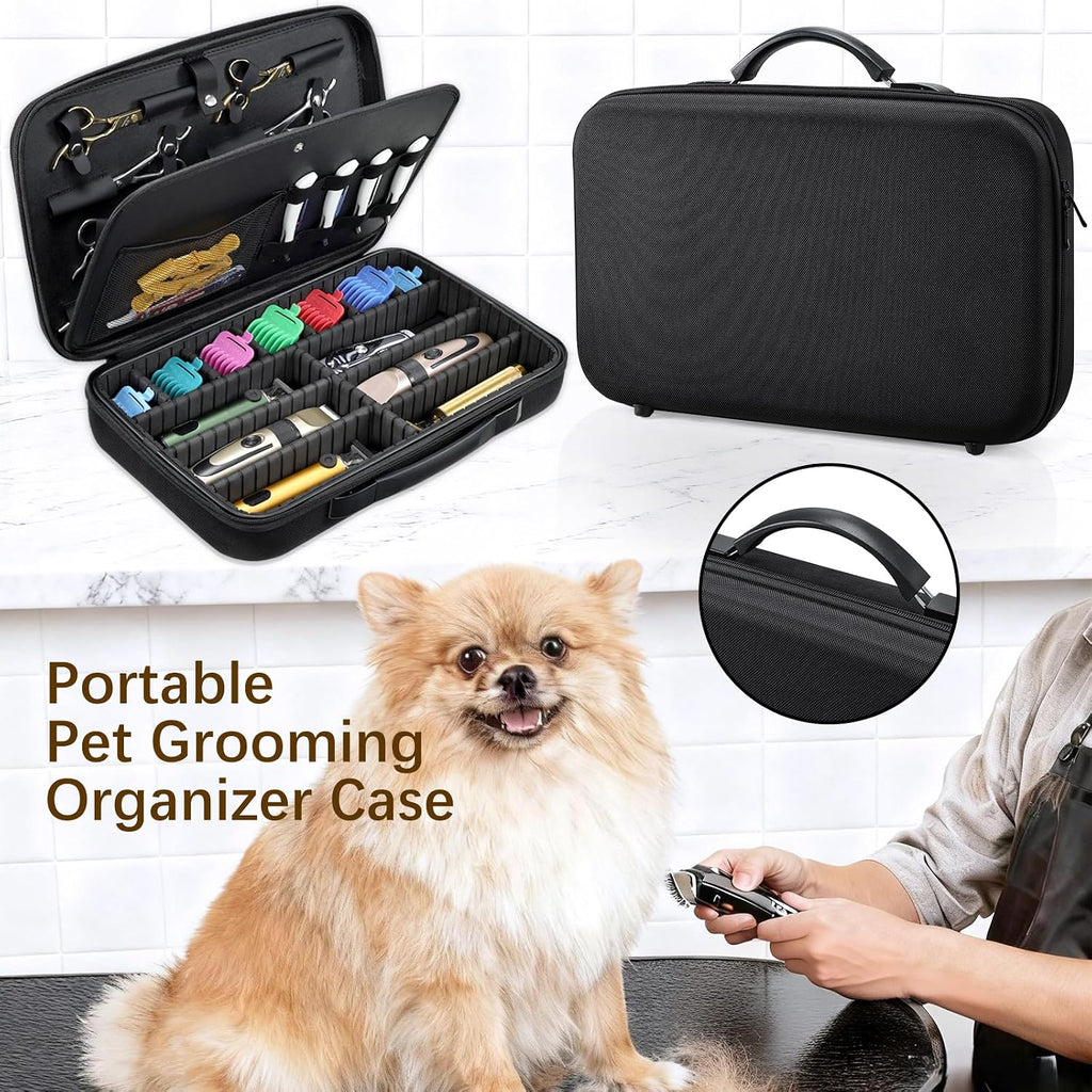 Barber Clippers Briefcase, 17-Inch Hair Cutting Supplies Bag | For Groomer, Trimmer Razor Storage Case For Men, Pet Grooming Kits Organizer For Ufree/For Wahl/For Andis - Black