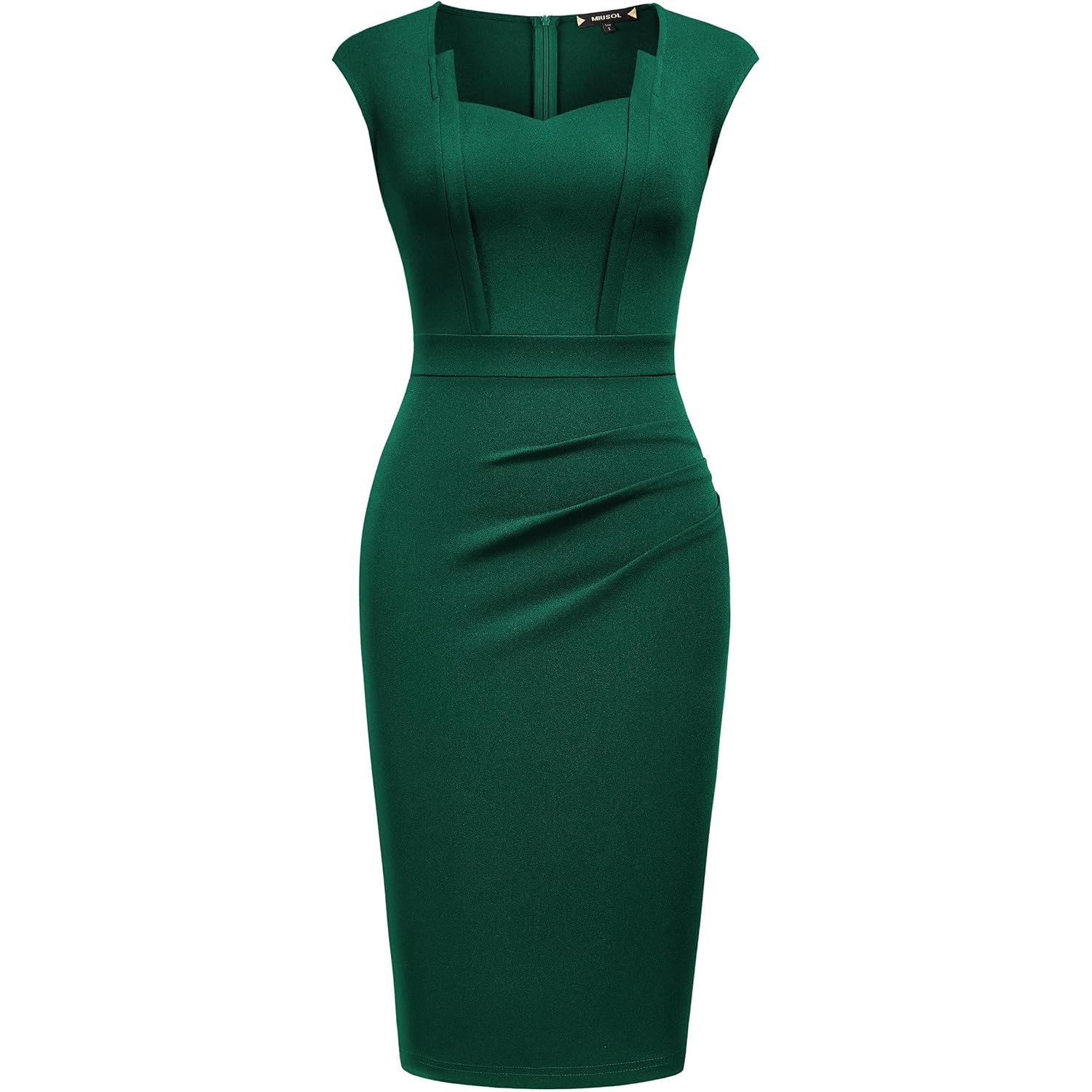Women's Vintage Square Neck Cap Sleeve Work Pencil Dress