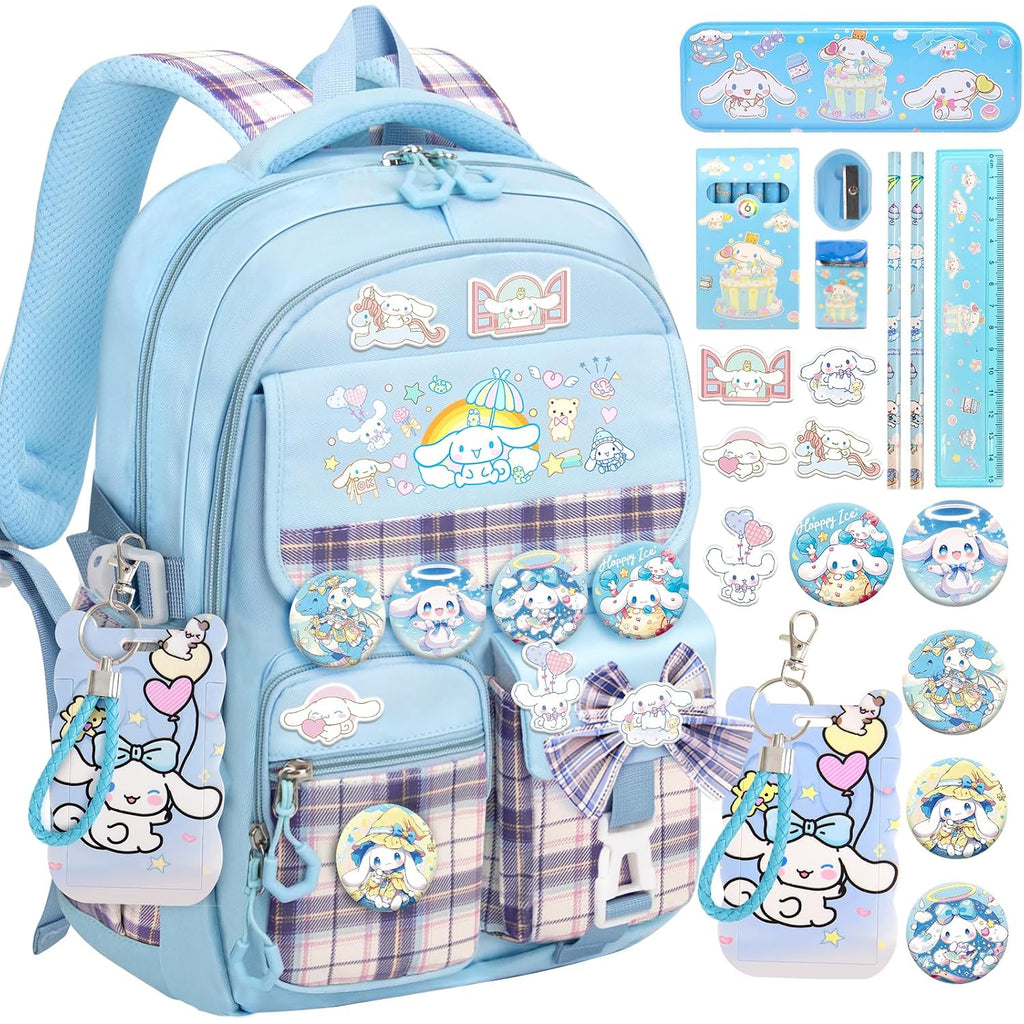 Kieal 16.5/19In School Backpack For Girls With 24Pcs Accessories, Anti-Theft Kids Backpack For Students, New Semester Presents With Pins And Card Holder