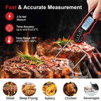 Meat Thermometer Digital For Grilling And Cooking - Andaxin Waterproof Ultra-Fast Instant Read Food Thermometers With Backlight & Calibration For Kitchen, Deep Fry, Bbq, Grill(Red/Black), Lcd