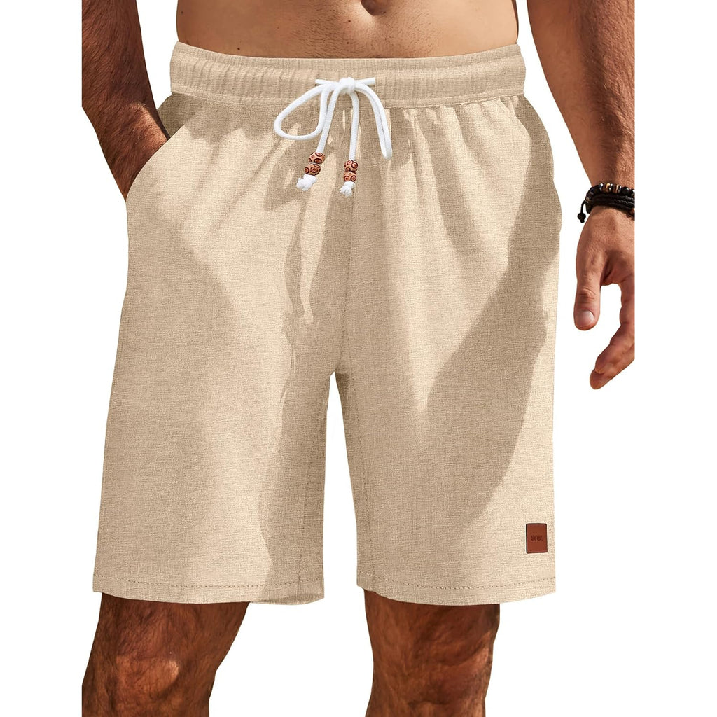 Coofandy Mens Summer Beach Shorts Casual Elastic Waist Drawstring Short Vacation Shorts With Pockets