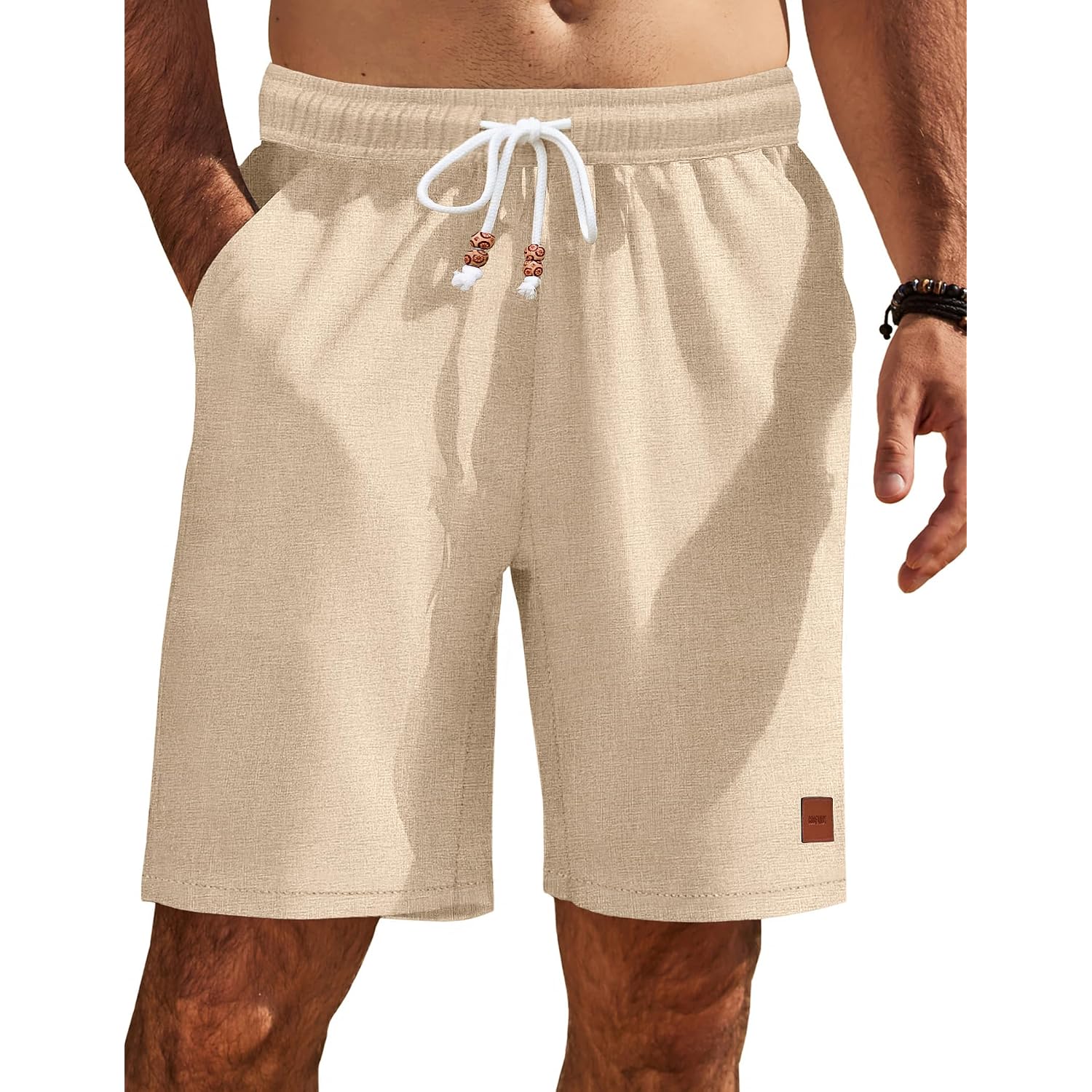 Coofandy Mens Summer Beach Shorts Casual Elastic Waist Drawstring Short Vacation Shorts With Pockets