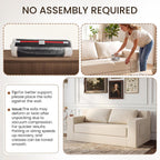 71" Boneless Loveseat Couch,Chenille Pullout Futon Couch,4 In 1 Folding 3 Seater Sofa Bed For Living Room,Boneless Cloud Couch With Storage Pocket & 2 Pillows,Beige