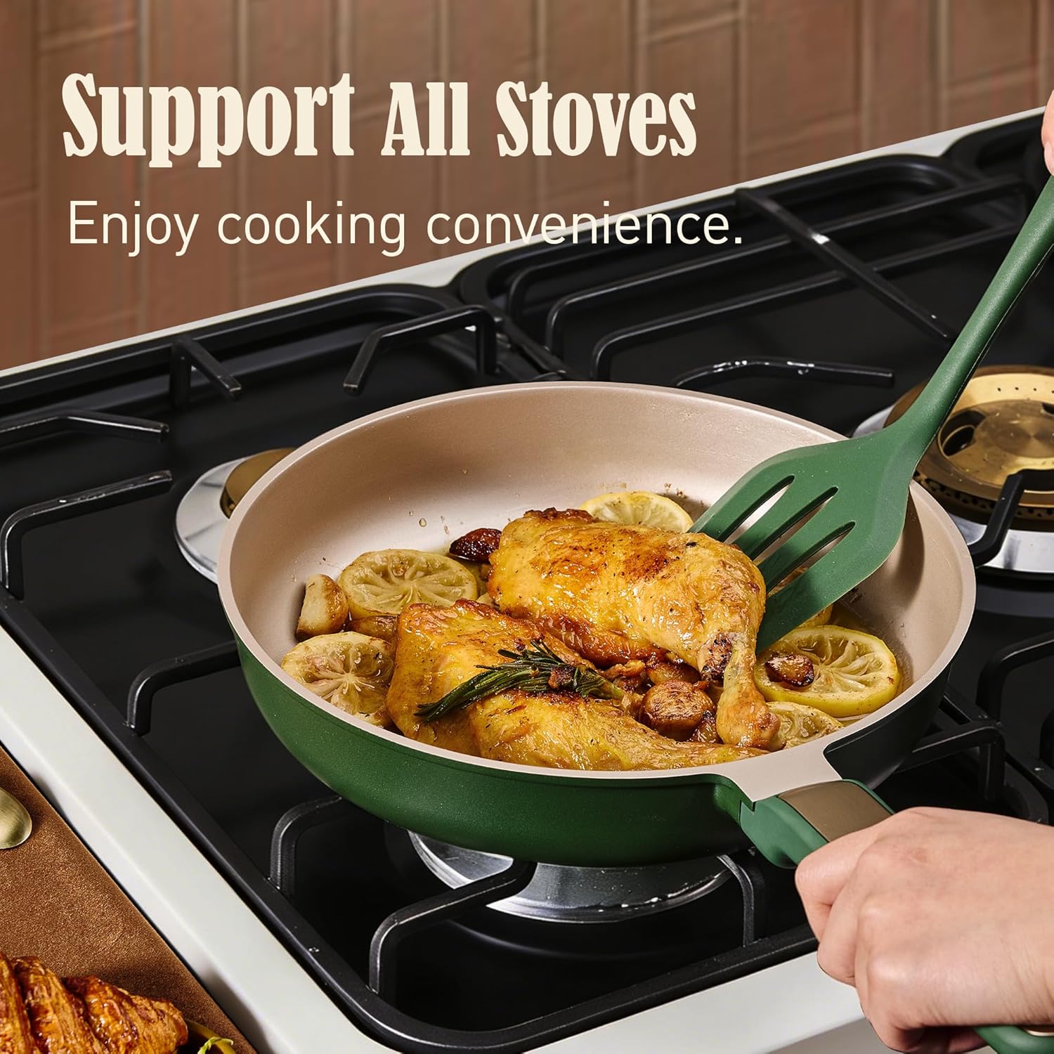 CAROTE Pots and Pans Set Non stick, Cookware Set, 16pcs NonStick Kitchen Set Induction Cookware Non-Toxic & PFOA&PFOS-Free, Dishwasher, Green