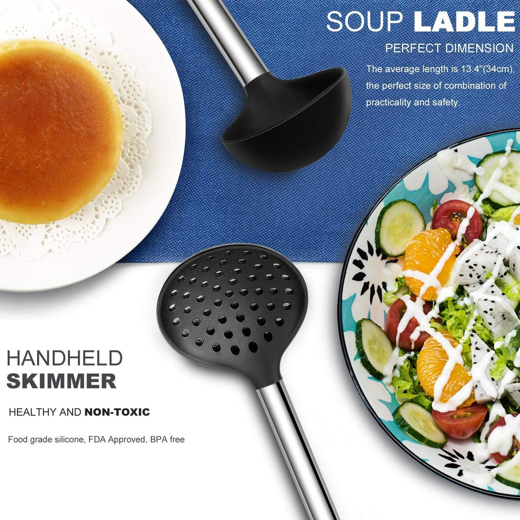 Kitchen Utensil Set-Silicone Cooking Utensils-33 Kitchen Gadgets & Spoons For Nonstick Cookware-Silicone And Stainless Steel Spatula Set-Best Kitchen Tools, Useful Pots And Pans Accessories