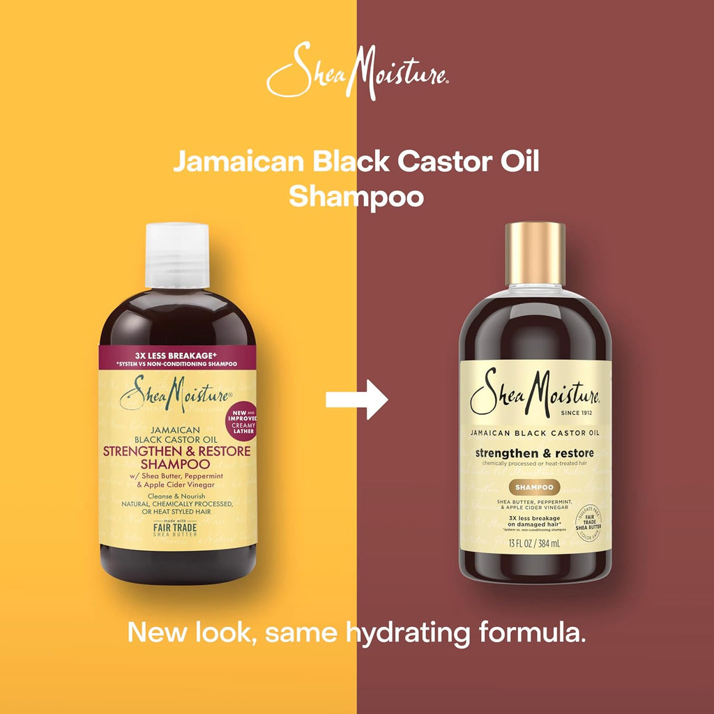 Sheamoisture Strengthen And Restore Shampoo Pure Jamaican Black Castor Oil For Damaged Hair To Cleanse And Nourish Hair 13 Fl Oz