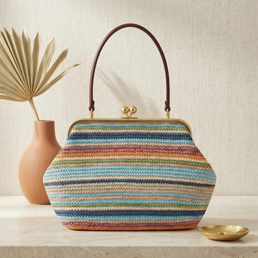 Large Women's Kiss Lock Bag PU Medium Top Handle Handbags Kiss Clasp Shoulder Bags Tote Purse Messenger Clutch