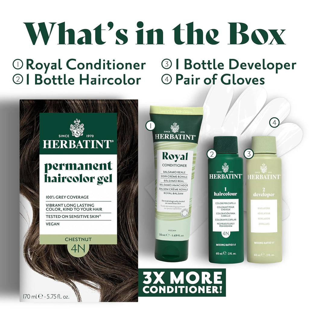 Herbatint Permanent Hair Dye For Women - 1N Black - For Up To 100% Gray Coverage of Resistant Gray Hair - Ammonia-Free, Alcohol-Free & Vegan - Salon Influenced Hair color 5.75 fl oz