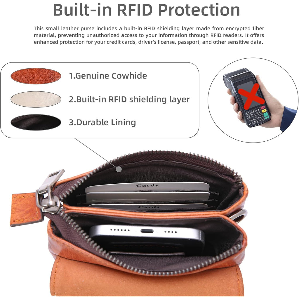 Iswee Leather Crossbody Bags For Women Rfid Blocking Cell Phone Purse Small Anti-Theft Zippered With Card Slots