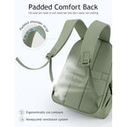 Travel Backpack For Women, 15.6 Inch Laptop Backpack, Quilted College Bookbag, Cute Work Backpacks, Water Resistant (Sage Green)