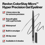 Revlon Gel Eyeliner, Colorstay Micro Hyper Precision Eye Makeup With Built-In Smudger, Waterproof, Longwearing With Micro Precision Tip, 214 Black, 0.002 Oz