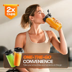Turelar Blender For Smoothies Portable Personal Blender For Shakes And Smoothies For Kitchen With 2 * 24Oz Portable Cups And Extra Lid, Smoothie Maker Machine For Juices, Baby Food, Nutritious Recipe