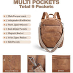 Backpack Purse For Women, Backpack Vegan Leather With Rfid Blocking & Tablet Pocket, Shoulder Handbag For Travel& Work Brown