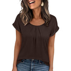 Anrabess Women'S Short Sleeve Pleated T Shirts | Scoop Neck Breathable Tops, Business Casual Dressy Blouses, 2026 Summer Cute Fashion Clothes