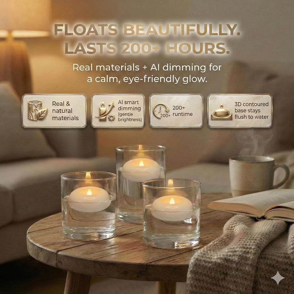 24Pcs Flameless Candles Waterproof, 200Hr 2.2”Led Tea Lights With Battery, Water-Activated Candles For Pool, Wedding Centerpieces, Bath & Spa, Home Decoration (Elegant White)