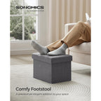 Songmics Mazie Collection - Small Folding Storage Ottoman, Foot Rest Stool, 12.2 X 16.1 X 12.2 Inches, 286 Lb Load Capacity, For Living Room, Bedroom, Home Office, Dorm, Dark Gray Ulsf102G01