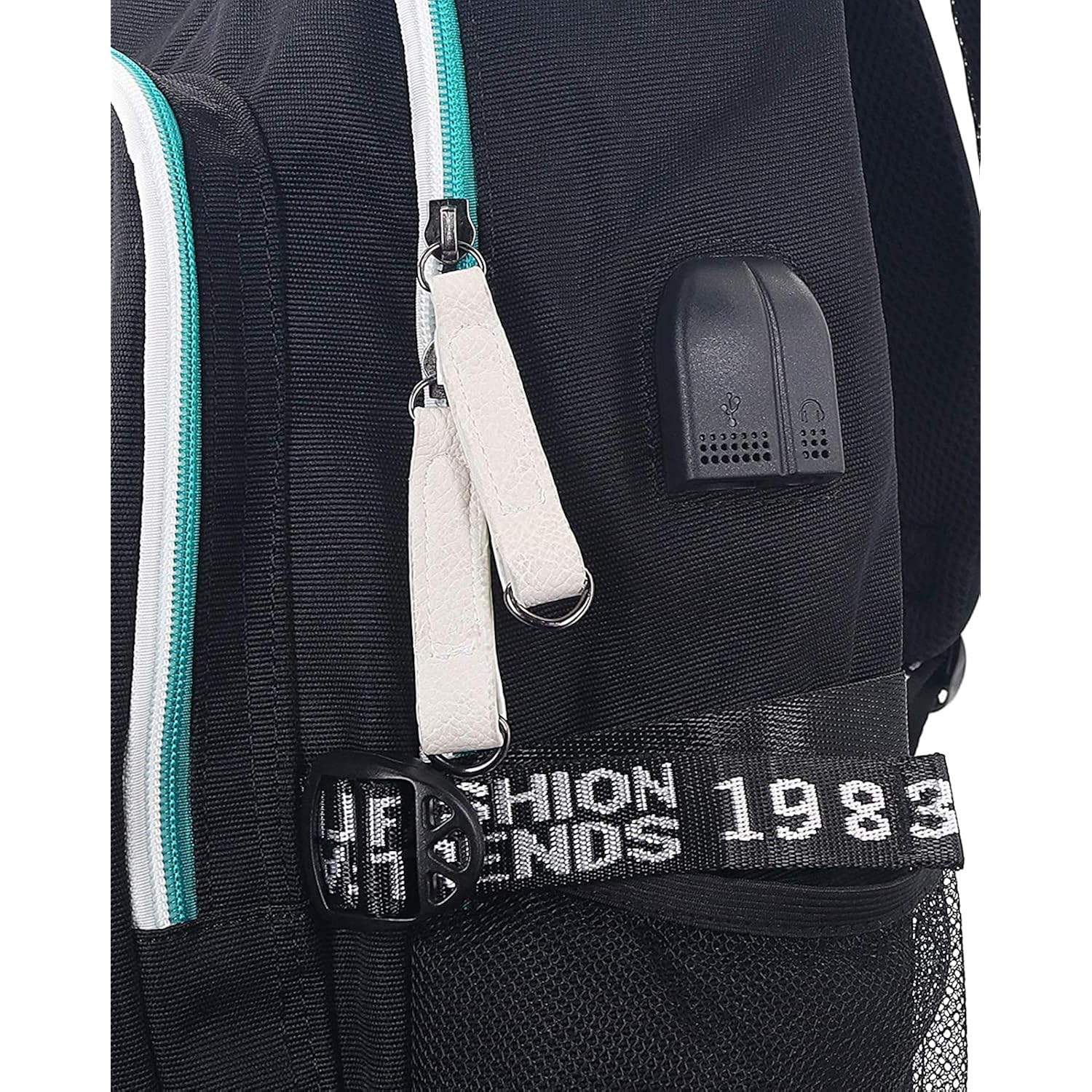 Roffatide Anime Laptop Backpack College Schoolbag Printed Rucksack With Usb Charging Port & Headphone Port Black